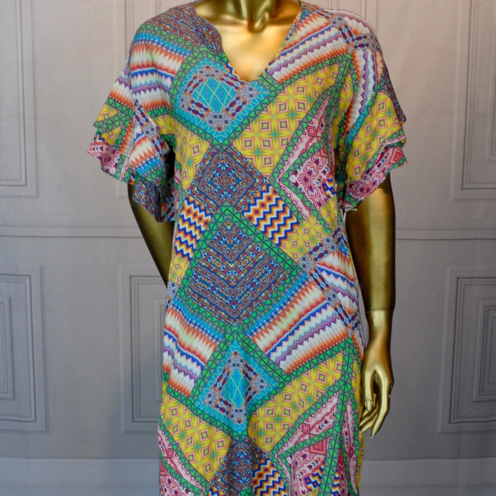 LAST CHANCE!!! Ruffle Sleeve Patterned Dress